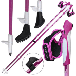 ALPIDEX Bastones de Marcha nórdica de Longitudes fijas de Carbono en Longitudes Diferentes ultraligeros Incl. tampón de Caucho y Soporte de la Almohadilla, Longitud:110 cm, Color:Rosa-Blanco